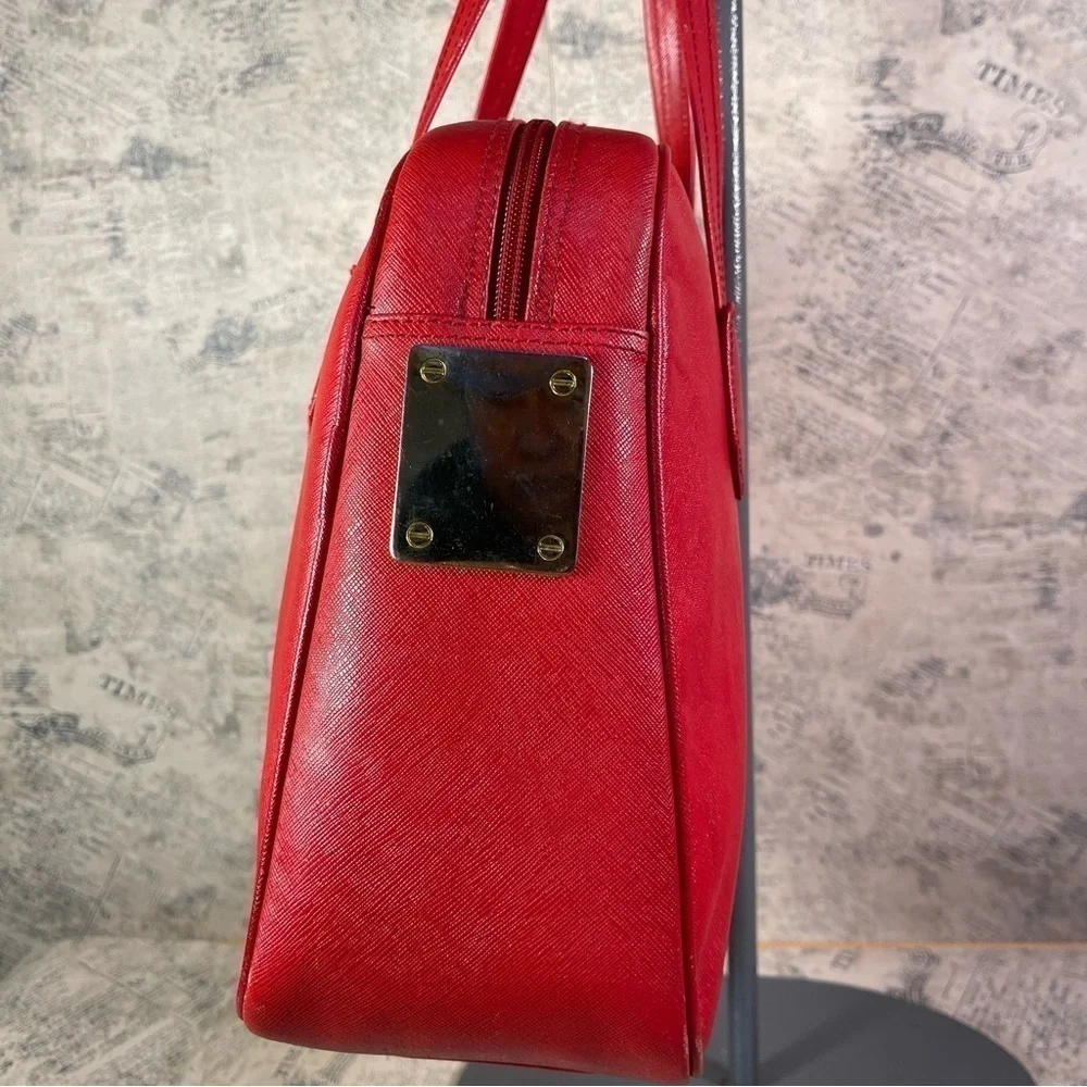 Valerie Stevens Red Leather Satchel Bag Top Handle Shoulder Purse Classic Bags